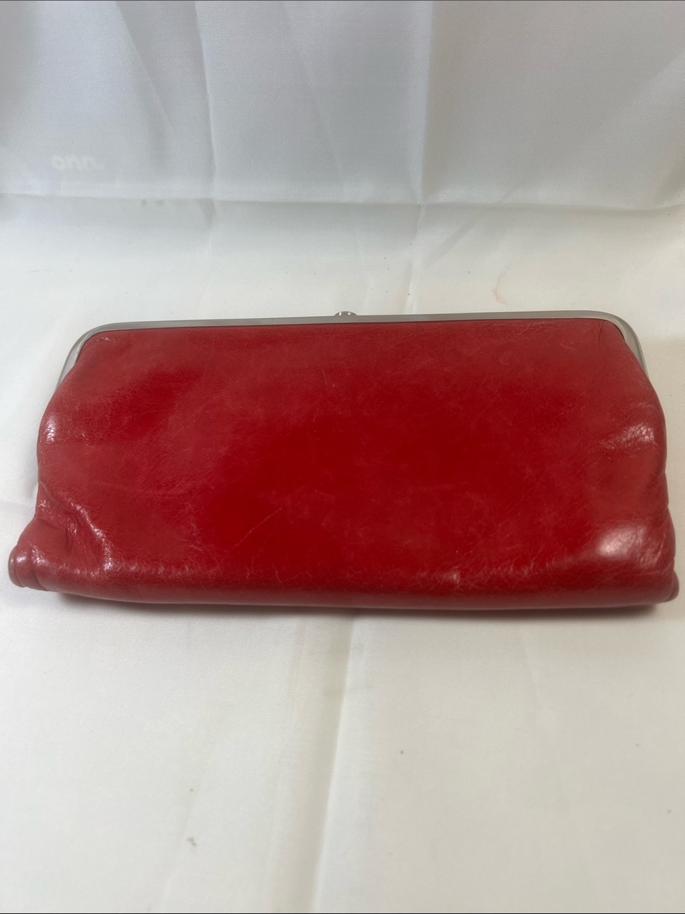 HOBO Red Leather Kiss-Lock Clutch